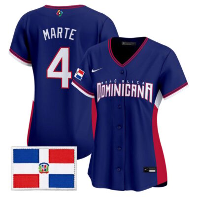 Women's Team Dominican Republic World Baseball Classic Vapor Premier Stitched Jersey - 2026 Roster - Royal / Ketel Marte