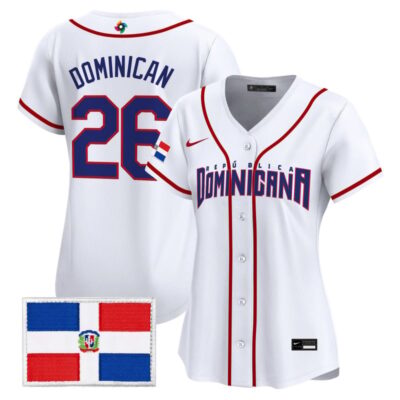 Women's Team Dominican Republic World Baseball Classic Vapor Premier Stitched Jersey - 2026 Roster - White / #26 Dominican