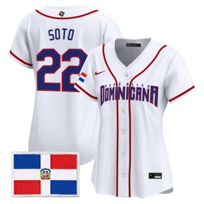Women's Team Dominican Republic World Baseball Classic Vapor Premier Stitched Jersey - 2026 Roster - White / Juan Soto