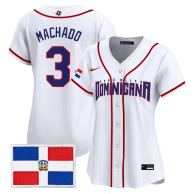Women's Team Dominican Republic World Baseball Classic Vapor Premier Stitched Jersey - 2026 Roster - White / Manny Machado