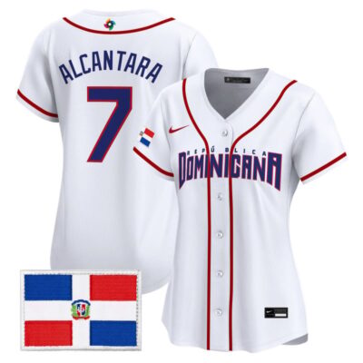 Women's Team Dominican Republic World Baseball Classic Vapor Premier Stitched Jersey - 2026 Roster - White / Sandy Alcantara