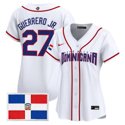 Women's Team Dominican Republic World Baseball Classic Vapor Premier Stitched Jersey - 2026 Roster - White / Vladimir Guerrero Jr.