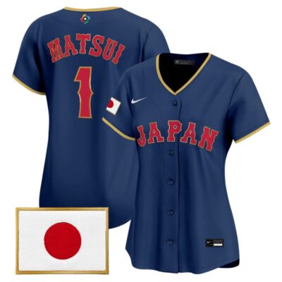 Women's Team Japan World Baseball Classic Vapor Premier Stitched Jersey - Navy / Yuki Matsui