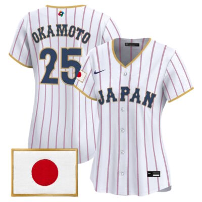 Women's Team Japan World Baseball Classic Vapor Premier Stitched Jersey - White / Kazuma Okamoto