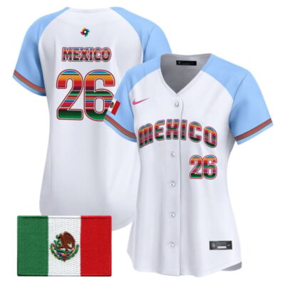 Women's Team Mexico World Baseball Classic "Serape Edition" Vapor Premier Stitched Jersey - 2026 Roster - Alternate / #26 Mexico