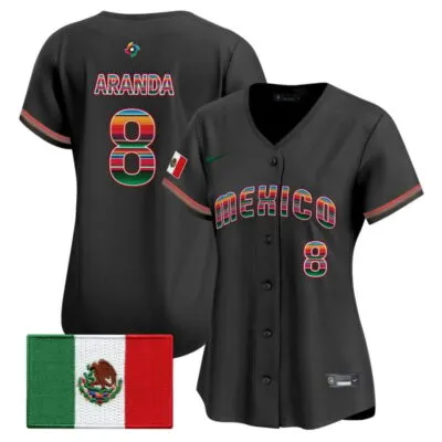 Women's Team Mexico World Baseball Classic "Serape Edition" Vapor Premier Stitched Jersey - 2026 Roster - Black / Jonathan Aranda