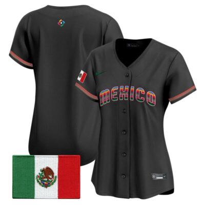 Women's Team Mexico World Baseball Classic "Serape Edition" Vapor Premier Stitched Jersey - 2026 Roster - Black / Team