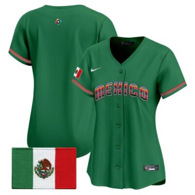 Women's Team Mexico World Baseball Classic "Serape Edition" Vapor Premier Stitched Jersey - 2026 Roster - Green / Team