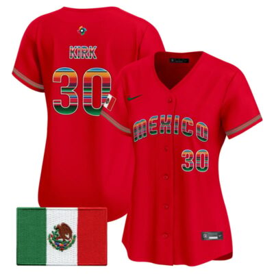 Women's Team Mexico World Baseball Classic "Serape Edition" Vapor Premier Stitched Jersey - 2026 Roster - Red / Alejandro Kirk