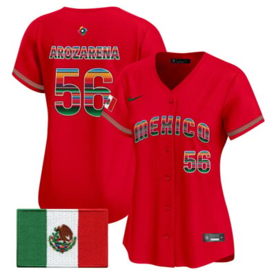 Women's Team Mexico World Baseball Classic "Serape Edition" Vapor Premier Stitched Jersey - 2026 Roster - Red / Randy Arozarena