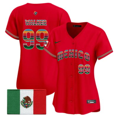 Women's Team Mexico World Baseball Classic "Serape Edition" Vapor Premier Stitched Jersey - 2026 Roster - Red / Taijuan Walker