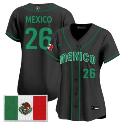Women's Team Mexico World Baseball Classic Vapor Premier Stitched Jersey - 2026 Roster - 2023 Black / #26 Mexico
