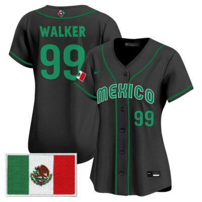 Women's Team Mexico World Baseball Classic Vapor Premier Stitched Jersey - 2026 Roster - 2023 Black / Taijuan Walker