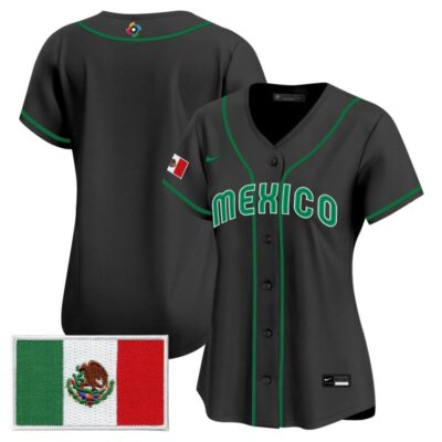 Women's Team Mexico World Baseball Classic Vapor Premier Stitched Jersey - 2026 Roster - 2023 Black / Team
