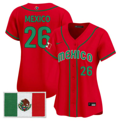 Women's Team Mexico World Baseball Classic Vapor Premier Stitched Jersey - 2026 Roster - 2023 Red / #26 Mexico