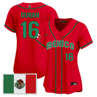 Women's Team Mexico World Baseball Classic Vapor Premier Stitched Jersey - 2026 Roster - 2023 Red / Jarren Duran