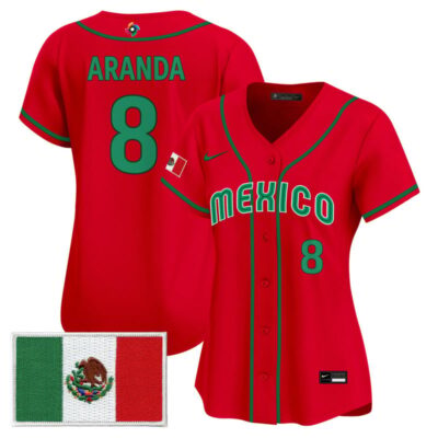 Women's Team Mexico World Baseball Classic Vapor Premier Stitched Jersey - 2026 Roster - 2023 Red / Jonathan Aranda