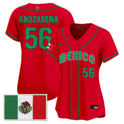 Women's Team Mexico World Baseball Classic Vapor Premier Stitched Jersey - 2026 Roster - 2023 Red / Randy Arozarena
