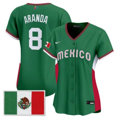 Women's Team Mexico World Baseball Classic Vapor Premier Stitched Jersey - 2026 Roster - 2026 Green / Jonathan Aranda