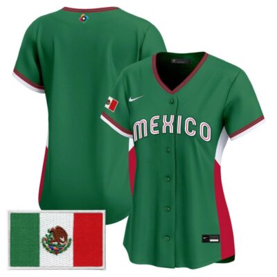 Women's Team Mexico World Baseball Classic Vapor Premier Stitched Jersey - 2026 Roster - 2026 Green / Team