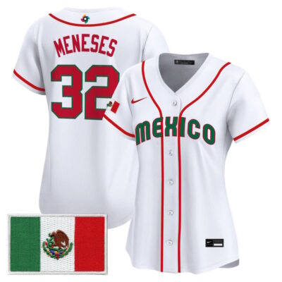 Women's Team Mexico World Baseball Classic Vapor Premier Stitched Jersey - 2026 Roster - 2026 White / Joey Meneses