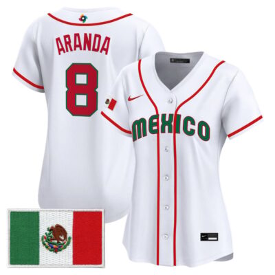 Women's Team Mexico World Baseball Classic Vapor Premier Stitched Jersey - 2026 Roster - 2026 White / Jonathan Aranda