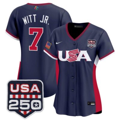 Women's Team USA World Baseball Classic 250America Patch Vapor Premier Stitched Jersey - Navy / Bobby Witt Jr.