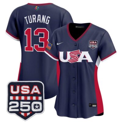 Women's Team USA World Baseball Classic 250America Patch Vapor Premier Stitched Jersey - Navy / Brice Turang