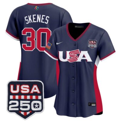 Women's Team USA World Baseball Classic 250America Patch Vapor Premier Stitched Jersey - Navy / Paul Skenes