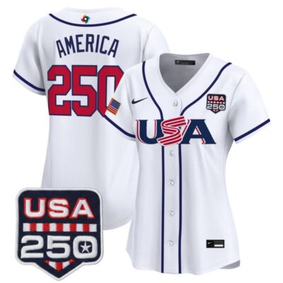 Women's Team USA World Baseball Classic 250America Patch Vapor Premier Stitched Jersey - White / #250 America