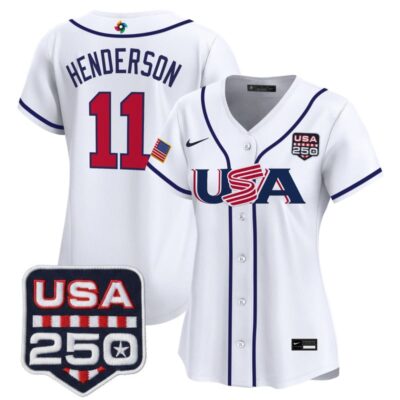 Women's Team USA World Baseball Classic 250America Patch Vapor Premier Stitched Jersey - White / Gunnar Henderson