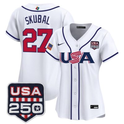 Women's Team USA World Baseball Classic 250America Patch Vapor Premier Stitched Jersey - White / Tarik Skubal