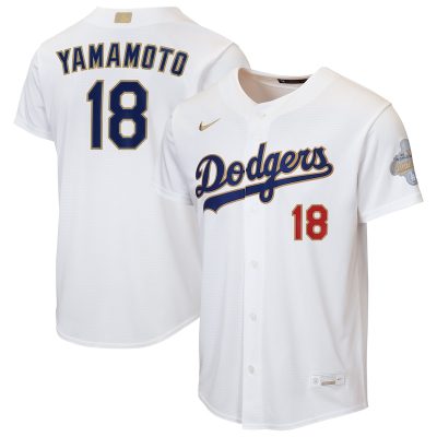 Yoshinobu Yamamoto Los Angeles Dodgers Youth 2026 Gold Collection Home Replica Jersey - White