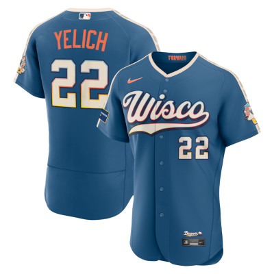 Christian Yelich Milwaukee Brewers 2026 City Connect Authentic Sponsor Patch Jersey - Mineral Blue