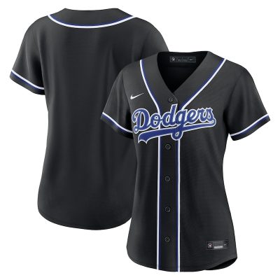 Los Angeles Dodgers Women's Fashion Replica Black Out Jersey