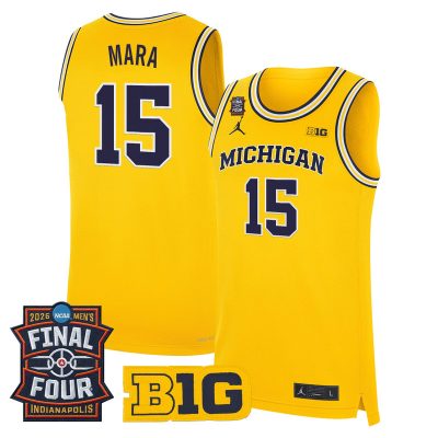 Men's Michigan Wolverines 2026 Final Four Patch Basketball Stitched Jersey - Maize / Aday Mara