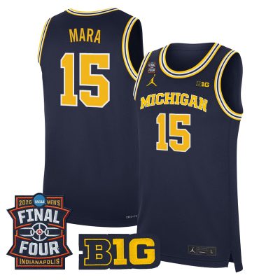 Men's Michigan Wolverines 2026 Final Four Patch Basketball Stitched Jersey - Navy / Aday Mara