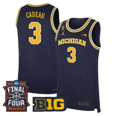 Men's Michigan Wolverines 2026 Final Four Patch Basketball Stitched Jersey - Navy / Elliot Cadeau