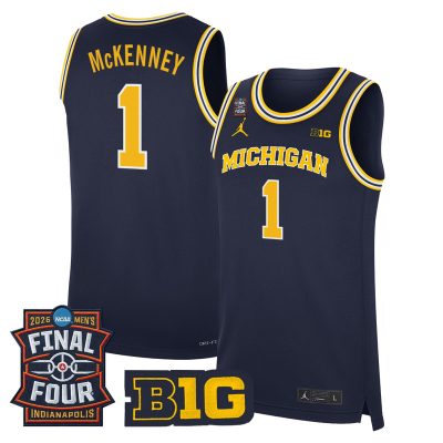 Men's Michigan Wolverines 2026 Final Four Patch Basketball Stitched Jersey - Navy / Trey McKenney