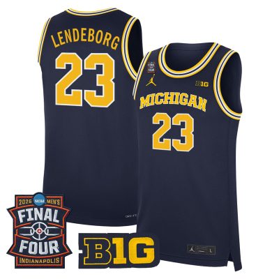 Men's Michigan Wolverines 2026 Final Four Patch Basketball Stitched Jersey - Navy / Yaxel Lendeborg