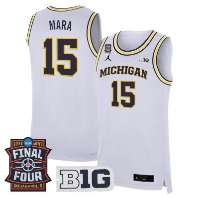 Men's Michigan Wolverines 2026 Final Four Patch Basketball Stitched Jersey - White / Aday Mara