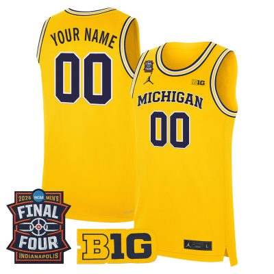 Michigan Wolverines 2026 Final Four Patch Custom Basketball Stitched Jersey - Maize