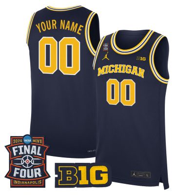 Michigan Wolverines 2026 Final Four Patch Custom Basketball Stitched Jersey - Navy