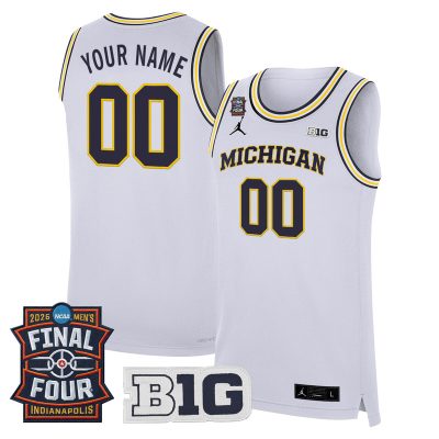 Michigan Wolverines 2026 Final Four Patch Custom Basketball Stitched Jersey - White