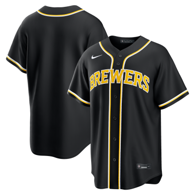 Milwaukee Brewers Fashion Replica Black Out Jersey