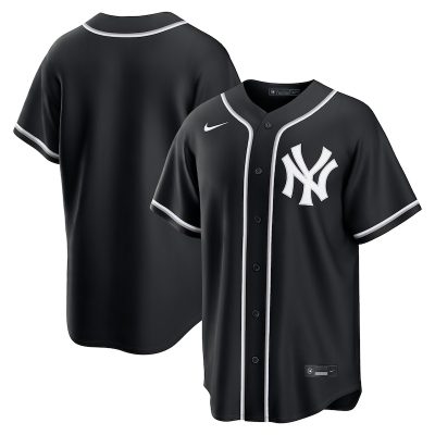 New York Yankees Fashion Replica Black Out Jersey