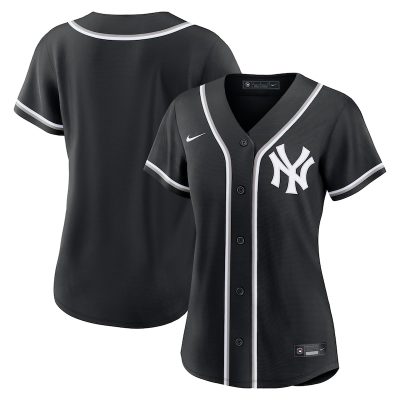 New York Yankees Women's Fashion Replica Black Out Jersey