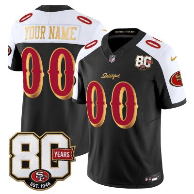San Francisco 49ers 80th Anniversary Patch Vapor Limited Custom Jersey - Rivalries Edition - Black Alternate