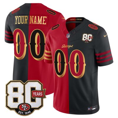 San Francisco 49ers 80th Anniversary Patch Vapor Limited Custom Jersey - Rivalries Edition - Split
