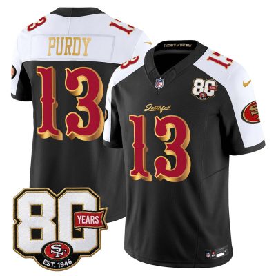 San Francisco 49ers 80th Anniversary Patch Vapor Limited Jersey - Rivalries Edition - Black Alternate / Brock Purdy